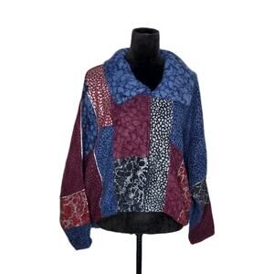 Roberto Cavalli Oversized Short Angora Leather Patchwork Jacket Rhinestone No sz